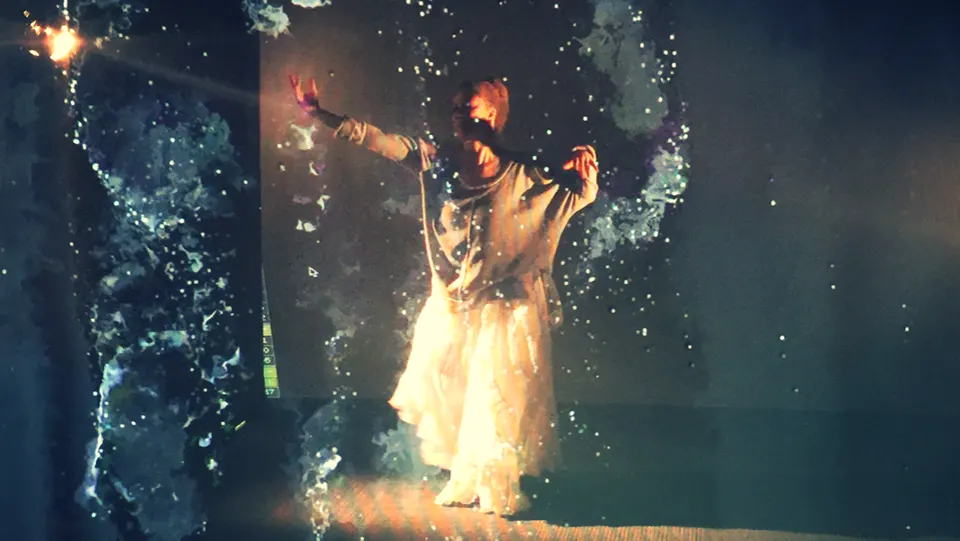 Bella Gaia Origins dance performance with projected graphics